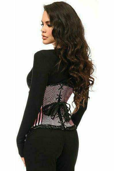 Daisy Corsets Top Drawer Pink Burlesque Underwire Curvy Cut Waist Cincher Corset - Daisy Corsets - Flyclothing LLC