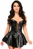 Daisy Corsets Top Drawer Black Faux Leather Steel Boned Corset Dress - Daisy Corsets - Flyclothing LLC