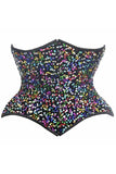 Top Drawer Rainbow Sequin Steel Boned Curvy Cut Waist Cincher Corset - Daisy Corsets - Flyclothing LLC