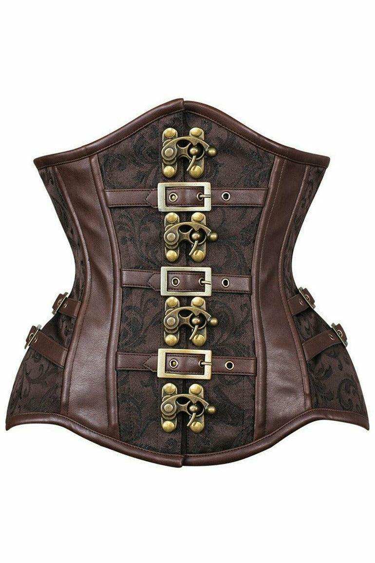 Top Drawer Brown Brocade Steampunk Steel Boned Underbust Corset - Daisy Corsets - Flyclothing LLC
