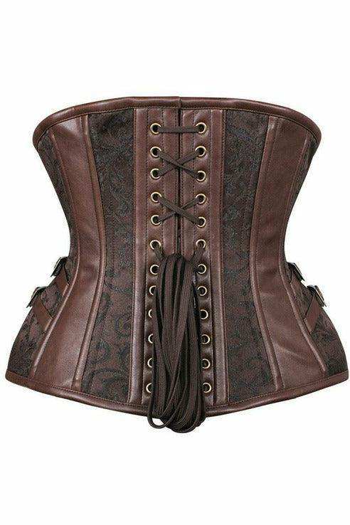 Top Drawer Brown Brocade Steampunk Steel Boned Underbust Corset - Daisy Corsets - Flyclothing LLC