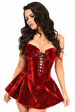 Daisy Corsets Top Drawer Dark Red Velvet Steel Boned Corset Dress - Daisy Corsets - Flyclothing LLC