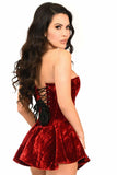 Top Drawer Dark Red Velvet Steel Boned Corset Dress - Daisy Corsets - Flyclothing LLC