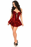 Daisy Corsets Top Drawer Dark Red Velvet Steel Boned Corset Dress - Daisy Corsets - Flyclothing LLC