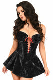 Daisy Corsets Top Drawer Black Velvet Steel Boned Corset Dress - Daisy Corsets - Flyclothing LLC