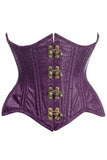 Top Drawer Double Steel Boned Plum Brocade Curvy Underbust Corset - Daisy Corsets - Flyclothing LLC