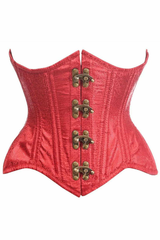 Daisy Corsets Top Drawer Double Steel Boned Wine Brocade Curvy Underbust Corset - Daisy Corsets - Flyclothing LLC