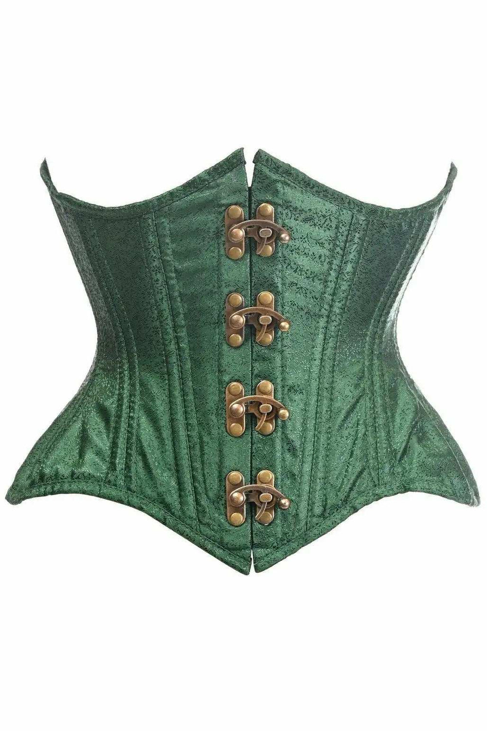 Daisy Corsets Top Drawer Double Steel Boned Green Brocade Curvy Underbust Corset - Daisy Corsets - Flyclothing LLC