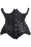 Daisy Corsets Top Drawer Black Satin & Sequin Underwire Curvy Cut Steel Boned Waist Cincher Corset - Daisy Corsets - Flyclothing LLC