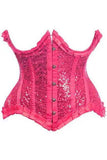 Daisy Corsets Top Drawer Fuchsia Satin & Sequin Underwire Curvy Cut Steel Boned Waist Cincher Corset - Daisy Corsets - Flyclothing LLC