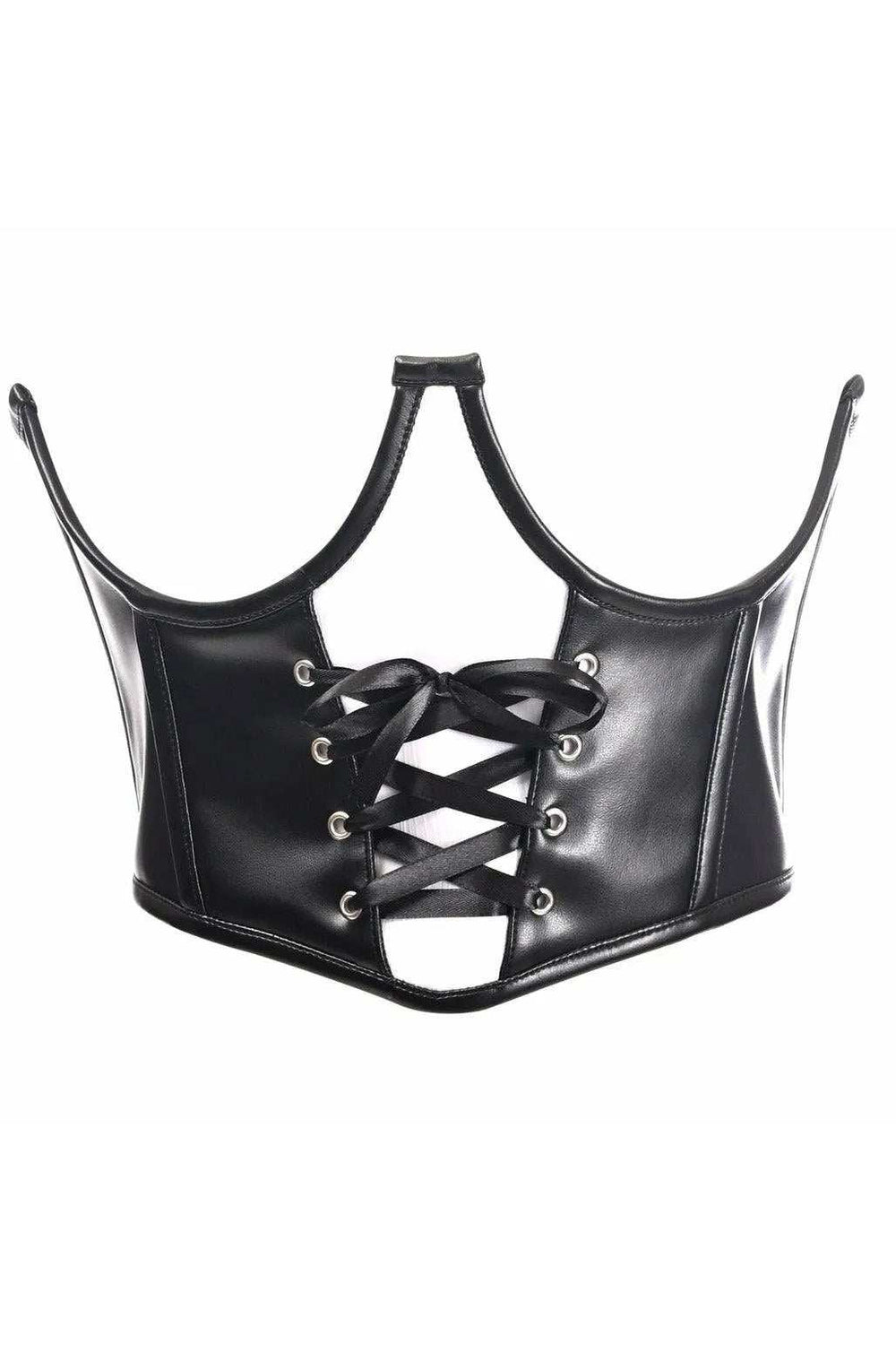 Daisy Corsets Top Drawer Faux Leather Steel Boned Lace-Up Open Cup Waist Cincher - Daisy Corsets - Flyclothing LLC