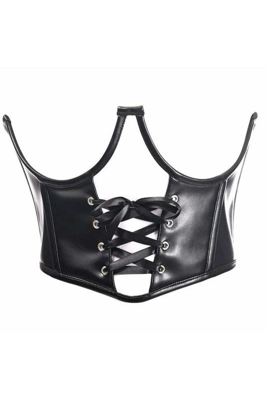 Daisy Corsets Top Drawer Faux Leather Steel Boned Lace-Up Open Cup Waist Cincher - Daisy Corsets - Flyclothing LLC