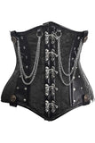 Daisy Corsets Top Drawer Black Brocade Steel Boned Underbust Corset w/Chains and Clasps - Daisy Corsets - Flyclothing LLC