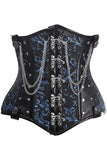 Daisy Corsets Top Drawer Black/Blue Steel Boned Underbust Corset w/Chains and Clasps - Daisy Corsets - Flyclothing LLC