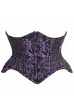 Top Drawer Black/Purple Brocade Double Steel Boned Mini Cincher Corset - Daisy Corsets - Flyclothing LLC