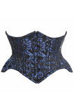 Top Drawer Black/Blue Brocade Double Steel Boned Mini Cincher Corset - Daisy Corsets - Flyclothing LLC