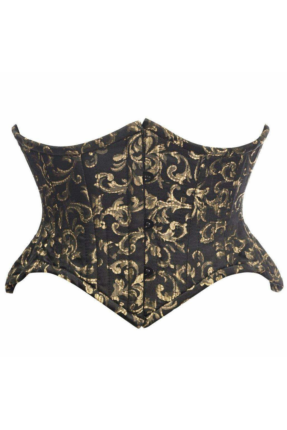 Top Drawer Black/Gold Brocade Double Steel Boned Mini Cincher Corset - Daisy Corsets - Flyclothing LLC
