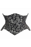 Top Drawer Black/Silver Brocade Double Steel Boned Mini Cincher Corset - Daisy Corsets - Flyclothing LLC