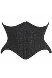 Top Drawer Black/Black Brocade Double Steel Boned Mini Cincher Corset - Daisy Corsets - Flyclothing LLC