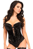 Daisy Corsets Top Drawer Black Velvet Steel Boned Lace-Up Bustier - Daisy Corsets - Flyclothing LLC