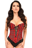 Daisy Corsets Top Drawer Red Plaid Steel Boned Lace-Up Bustier - Daisy Corsets - Flyclothing LLC