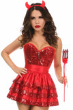 Daisy Corsets Top Drawer 4 PC Sequin Devil Corset Costume - Daisy Corsets - Flyclothing LLC