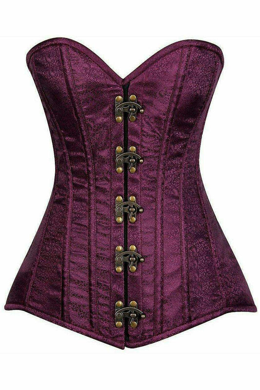 Daisy Corsets Top Drawer Plum Brocade Steel Boned Corset w/Clasp Closure - Daisy Corsets - Flyclothing LLC
