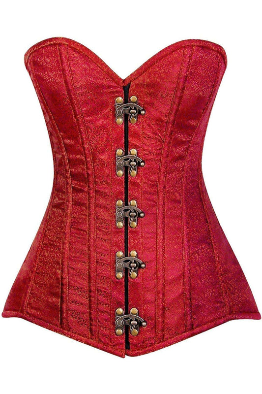 Daisy Corsets Top Drawer Wine Brocade Steel Boned Corset w/Clasp Closure - Daisy Corsets - Flyclothing LLC