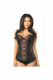 Daisy Corsets Top Drawer Brown Brocade & Faux Leather Steel Boned Corset - Daisy Corsets - Flyclothing LLC