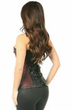 Daisy Corsets Top Drawer Brown Brocade & Faux Leather Steel Boned Corset - Daisy Corsets - Flyclothing LLC