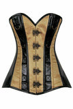 Daisy Corsets Top Drawer Gold Brocade & Faux Leather Steel Boned Corset - Daisy Corsets - Flyclothing LLC