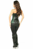Daisy Corsets Top Drawer Dark Green Brocade & Faux Leather Steel Boned Corset - Daisy Corsets - Flyclothing LLC
