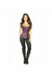 Daisy Corsets Top Drawer Plum Brocade & Faux Leather Steel Boned Corset - Daisy Corsets - Flyclothing LLC