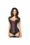 Daisy Corsets Top Drawer Plum Brocade & Faux Leather Steel Boned Corset - Daisy Corsets - Flyclothing LLC