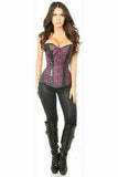 Daisy Corsets Top Drawer Plum Brocade & Faux Leather Steel Boned Corset - Daisy Corsets - Flyclothing LLC