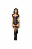 Daisy Corsets Top Drawer Plum Brocade & Faux Leather Steel Boned Corset - Daisy Corsets - Flyclothing LLC