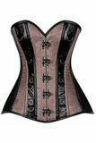Daisy Corsets Top Drawer Gunmetal Brocade & Faux Leather Steel Boned Corset - Daisy Corsets - Flyclothing LLC