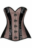 Daisy Corsets Top Drawer Gunmetal Brocade & Faux Leather Steel Boned Corset - Daisy Corsets - Flyclothing LLC
