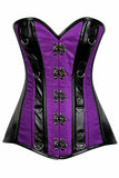 Daisy Corsets Top Drawer Purple Brocade & Faux Leather Steel Boned Corset - Daisy Corsets - Flyclothing LLC