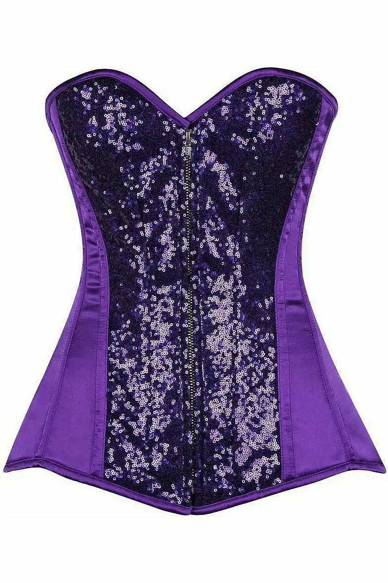 Daisy Corsets Top Drawer Purple Sequin Steel Boned Corset - Daisy Corsets - Flyclothing LLC