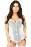 Daisy Corsets Top Drawer White/Silver Sequin Steel Boned Corset - Daisy Corsets - Flyclothing LLC