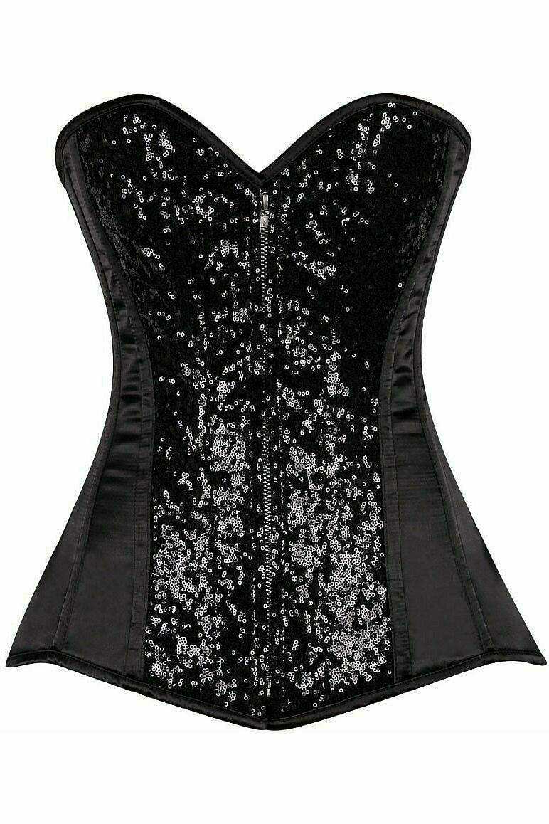 Daisy Corsets Top Drawer Black Sequin Steel Boned Corset - Daisy Corsets - Flyclothing LLC
