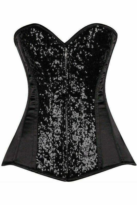 Daisy Corsets Top Drawer Black Sequin Steel Boned Corset - Daisy Corsets - Flyclothing LLC
