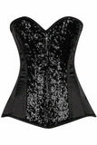 Daisy Corsets Top Drawer Black Sequin Steel Boned Corset - Daisy Corsets - Flyclothing LLC