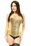 Daisy Corsets Top Drawer Gold Sequin Steel Boned Corset - Daisy Corsets - Flyclothing LLC