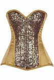 Daisy Corsets Top Drawer Gold Sequin Steel Boned Corset - Daisy Corsets - Flyclothing LLC