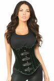 Daisy Corsets Top Drawer Steel Boned Green Velvet Underbust Corset w/Buckling - Daisy Corsets - Flyclothing LLC