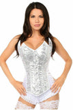 Daisy Corsets Top Drawer White/Silver Sequin Pointed Top Steel Boned Corset - Daisy Corsets - Flyclothing LLC