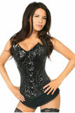 Daisy Corsets Top Drawer Black Sequin Pointed Top Steel Boned Corset - Daisy Corsets - Flyclothing LLC