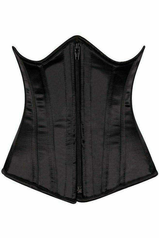 Daisy Corsets Top Drawer Black Satin Underbust Steel Boned Corset - Daisy Corsets - Flyclothing LLC